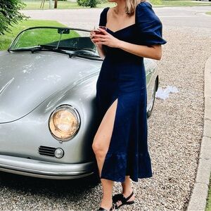 Reformation Linen Belgium Dress in Danube